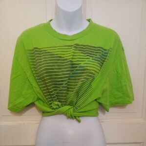 🛍️ BUNDLE ONLY 🛍️Green Tie Front Crop T-Shirt with Black Geometric Design